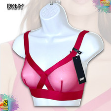 NWT DKNY Women's S Sheers Unlined Mesh Bralette Bra DK4084 Persian Red