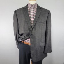 Pronto Uomo Platinum Men's Sport Coat Blazer Two Button Gray Plaid Wool 48R