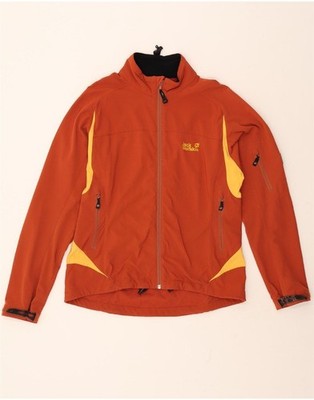 JACK WOLFSKIN Womens Rain Jacket UK 14/16 Large Orange Colourblock CA04