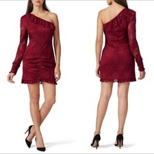 Alexis llana One Shoulder Ruffle Lace Bodycon Mini Dress S