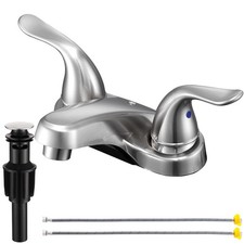 Bathroom Sink Faucets 2/3 Hole,Brushed Nickel Dual Handles 4 inch Plastic Pla...