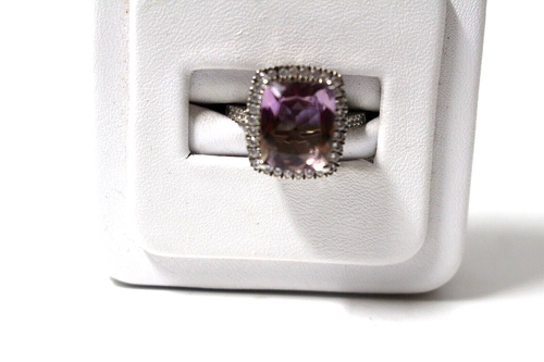 Anillo Anahi Ametrino y Circón Blanco Natural Halo Talla 7 Plat/925 SS 6.15cts - Imagen 3 de 7