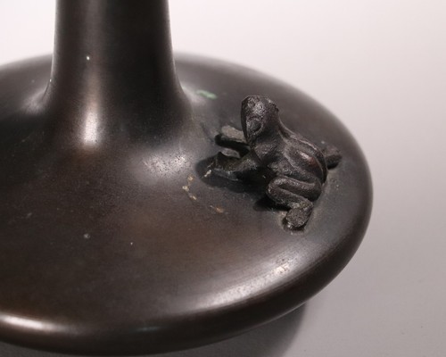 Japanese Bronze Bud Vase 7.87inch Frogs Design Bonsai Ikebana Flower Display - Picture 8 of 21