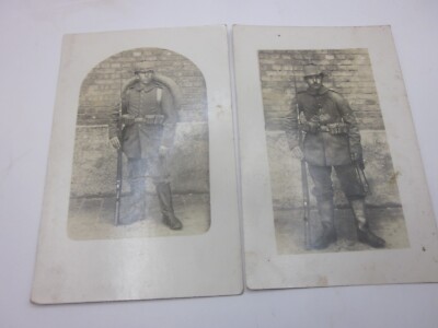 2226 2x Foto Soldat 1. WK  k98 Bajonett Pickelhaube Leder Patronentasche München