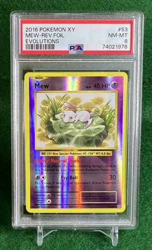 2016 Pokémon XY Mew Reverse Foil Evolutions PSA NT-MT 8