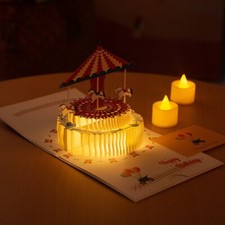 3D Pop up Birthday Cards, LED Light Birthday Cake Music Happy Birthday Card