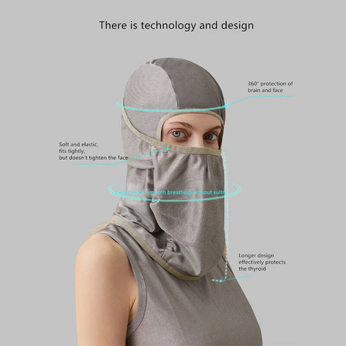 Electromagnetic Radiation Protection Silver Fiber Head Hood EMF Shielding - Bild 5 von 19