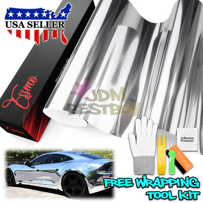 ESSMO PET Chrome Silver Stretch Car Vehicle Vinyl Wrap Decal Sticker Sheet Film