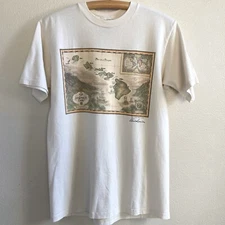 Vintage Single Stitch T-Shirt Sandwich Isles Map - Blaise Domino Size M USA Made
