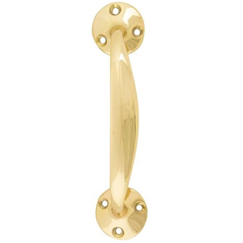TSS Cranked Bow Pull Handle Face Fix 150mm Brass (TSSBOW150B)