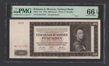 Bohemia & Moravia 500 Korun 1942 P12a  Uncirculated Grade 66