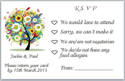 20 RSVP KARTEN MIT UMSCHLÄGEN - COLOR BURST TREE - IDEAL FÜR EINLADUNGEN