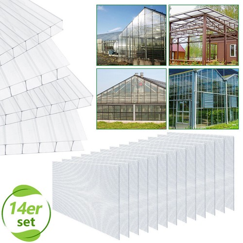 14x Polycarbonat Hohlkammerplatten Stegplatten Gewächshaus Platten 4mm