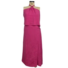 Tommy Bahama paradise found silk pink halter top maxi wrap skirt set sz 16 $225