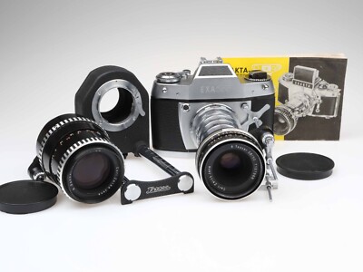Exa 500 Kamera Nahaufnahme Set Tessar 50mm f2.8 Sonnar 135mm f4 Objektiv 97594