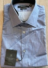 NWT John Varvatos USA Mens Regular Fit 16.5 34/35 Long Sleeve Shirt Blue Dots