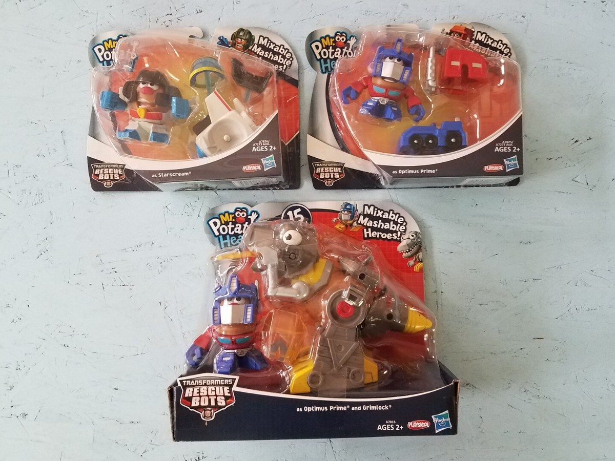 Mr Potato Head Transformers LOT X3 Rescue Bots Optimus Grimlock