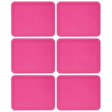 Pyrex 7212-PC Pink Plastic Food Storage Replacement Lid Cover (6-Pack)