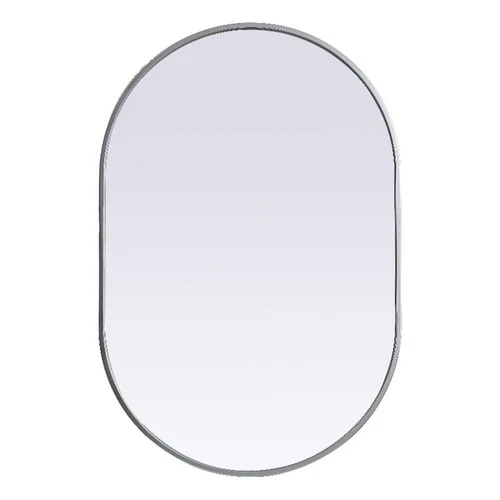 Elegant Decor Asha 24x36" Oval Modern MDF Wood/Iron Mirror in Silver - Picture 1 of 11