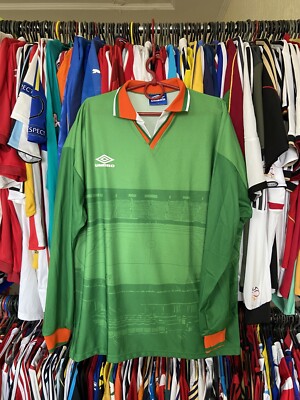 1996 1997 UMBRO TEMPLATE AWAY SHIRT JERSEY FORTUNA DUSSELDORF sz L MEN GREEN