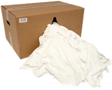 New White Knit T-Shirt Rags - Cleaning Wiping Cloth - 25 LB Box