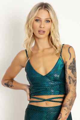 Blackmilk Mini Mermaid Blue Strappy Tie Crop Size Large L NEW NWT