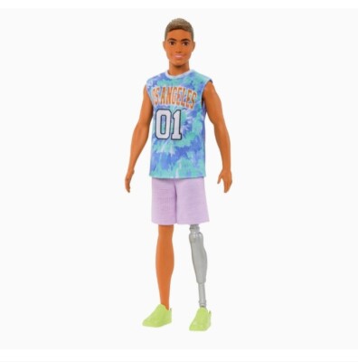 Barbie Ken Fashionistas Doll 212 Prosthetic Leg Los Angeles Jersey Purple Shorts