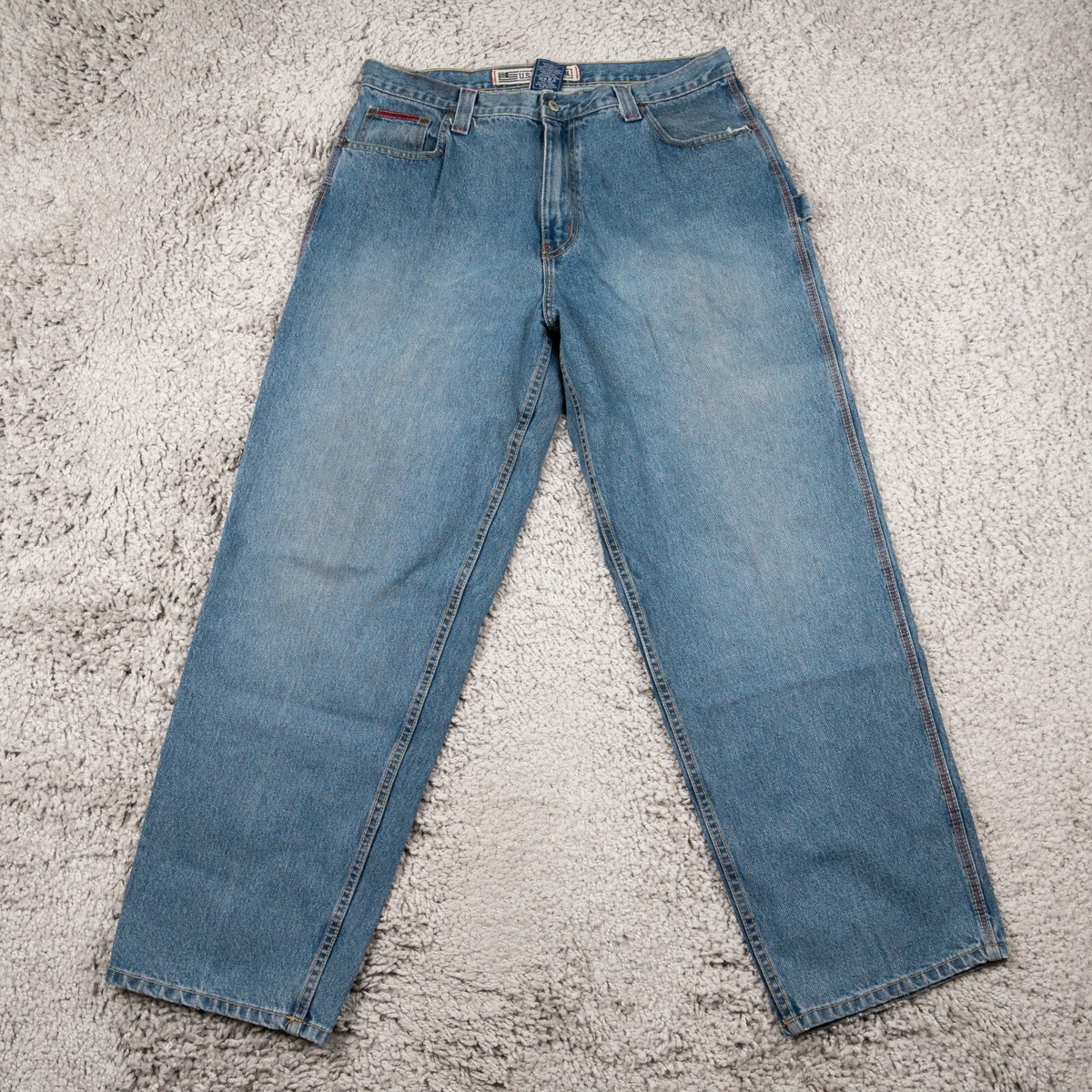 Vintage US Polo Assn Carpenter Jeans Men Size W38 L32 Blue Baggy 