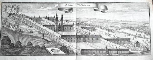 1701 Wessobrunn Grosser zweiteiliger Panorama-Kupferstich von Wening