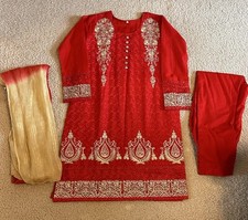 NEW Pakistani Indian Shalwar Kameez Outfit Women Girls Size SMALL Party Eid Suit