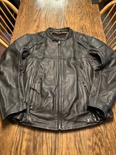 First Classics FMC Leather Riding Jacket Large Black Zip Vents Moto M232 EXC.