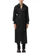 CAMILLA & MARC-M/L (AU 10-12)-ZEN BLACK NYLON RELAXED MID TRENCH COAT JACKET