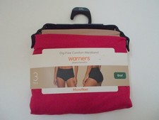 NWT WARNER'S 3 Pair Dark Pink Nude Black Brief Panties Underwear Sz XXXL