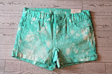 Justice Girl's Aqua Teal Blue Tie-Dye Jean Short Shorts Girl Size 10 Slim NEW