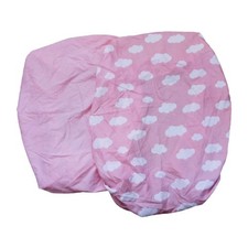 Mattress Cover Cot Bedding Sets x 2 Pink Clouds Baby Girl 19 x 21"