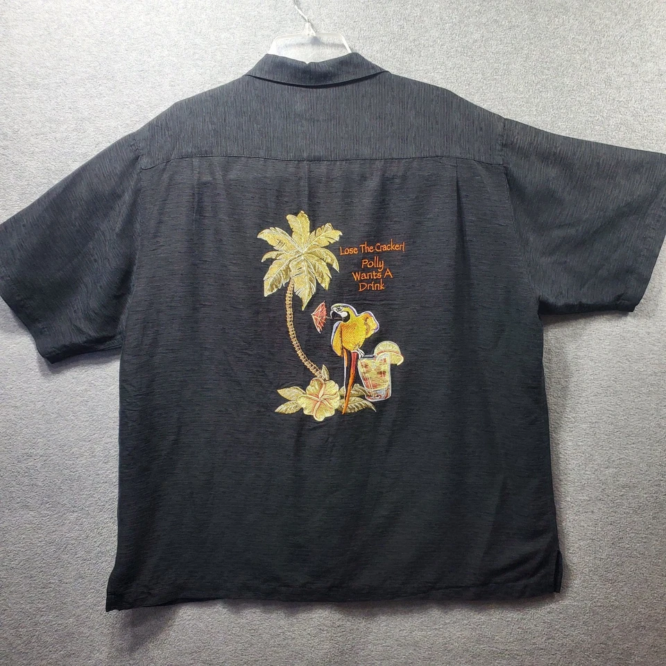 Camisa de campamento bordada Caribbean Joe XL loro tropical piña Foto 2 de 4