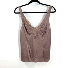 VTG Vassarette Cami Camisole Top 38 M Brown Neutral Lace Y2K Fairy Indie USA
