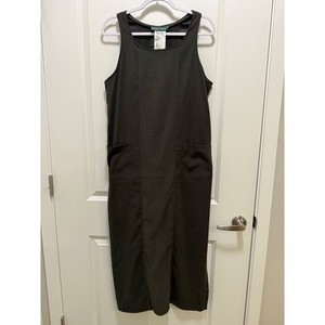knee length dresses for ladies Harve Benard Beige Linen Blend Buttoned Collared Lined A Line Dress Si –  Thrift Threads