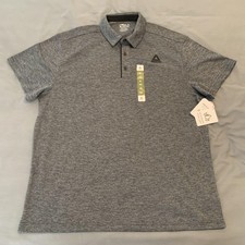 Reebok Polo Shirt Mens XL Gray Ebony Heather Performance Golf Moisture Wicking