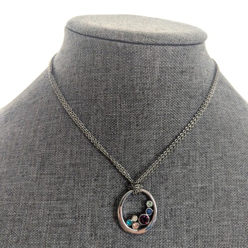 Lia Sophia Double Strand Layered Chain Rhinestone Crystal Pendant Necklace 16"