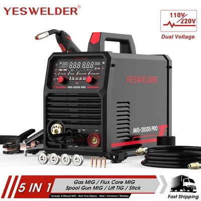 MIG Welder, 205A,110/220V, Gas/Gasless/Lift TIG/Stick 3 in 1 Welding Machine