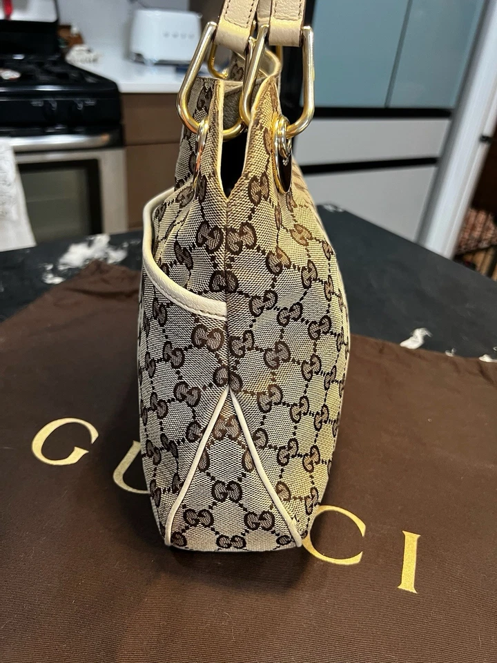 Gucci GG Monogram Canvas Shoulder Bag Handbag Beige/Brown W/DustBag Authentic - Image 3 of 4