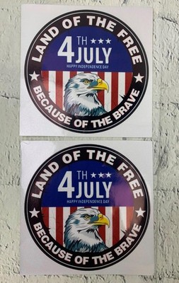 Land of The Free Because of The Brave Bald Eagle American Flag vinyl bumper