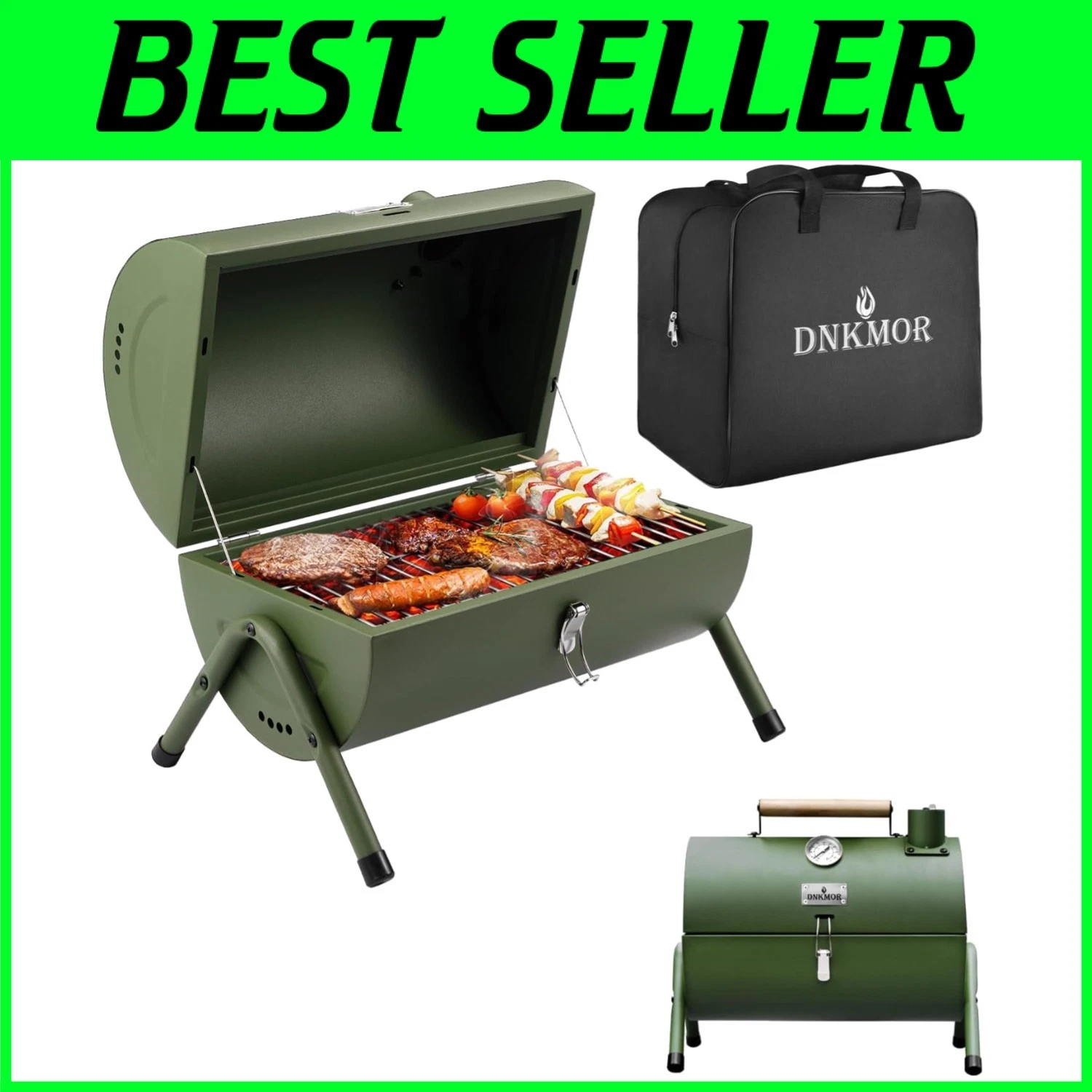 Portable BBQ Smoker Grill by GREEN - Compact & Durable-