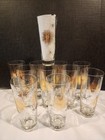 Vintage MCM Federal Glasses "Tom Collins" Gold Black Atomic Starburst Set Of 5 — photo 6