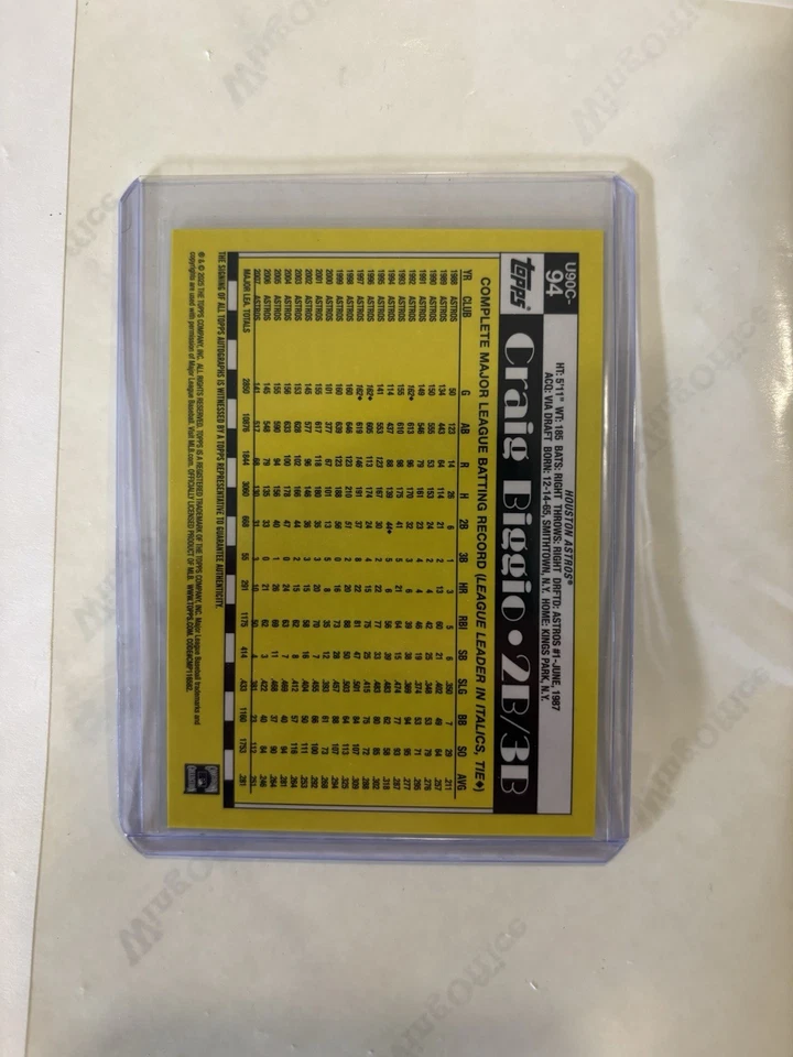 Actualización Topps 2025 Craig Biggio 1990 paquete plateado cromo automático rojo 3/5 Foto 3 de 3