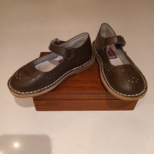 L  Amour Toddler Girls Mary Jane Shoes Brown leather Buckle TStrap Size 9