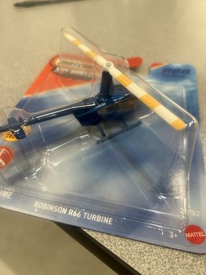 Matchbox Sky Busters Robinson R66 Turbine Diecast Helicopter Blue White Yellow