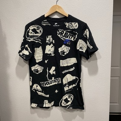 Nike Air T Shirt Tee Small Black Legacy Zero Gravity AOP Logo Short Sleeve SZ S