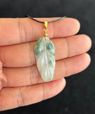 Floating Green Jadeite, Leaf Jadeite Jade Pendant Necklace, 100% Untreated